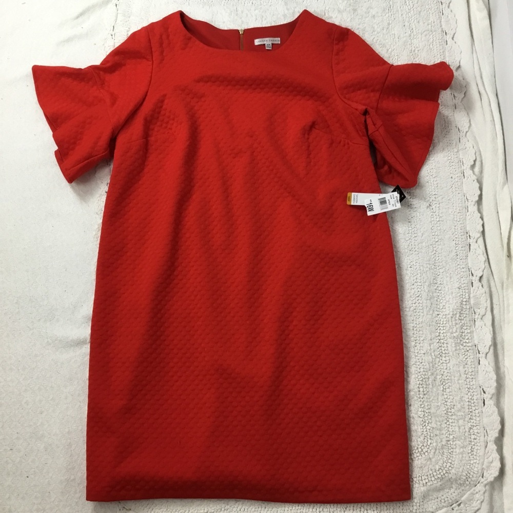 NWT Sandra Darren Red 3/4 Bell Sleeve Midi Dress